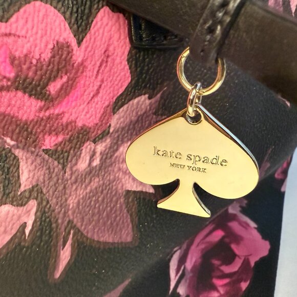 Kate Spade Bags | Kate Spade Black/Pink Flower Themed Clasp Top Tote - Picture 6 of 9